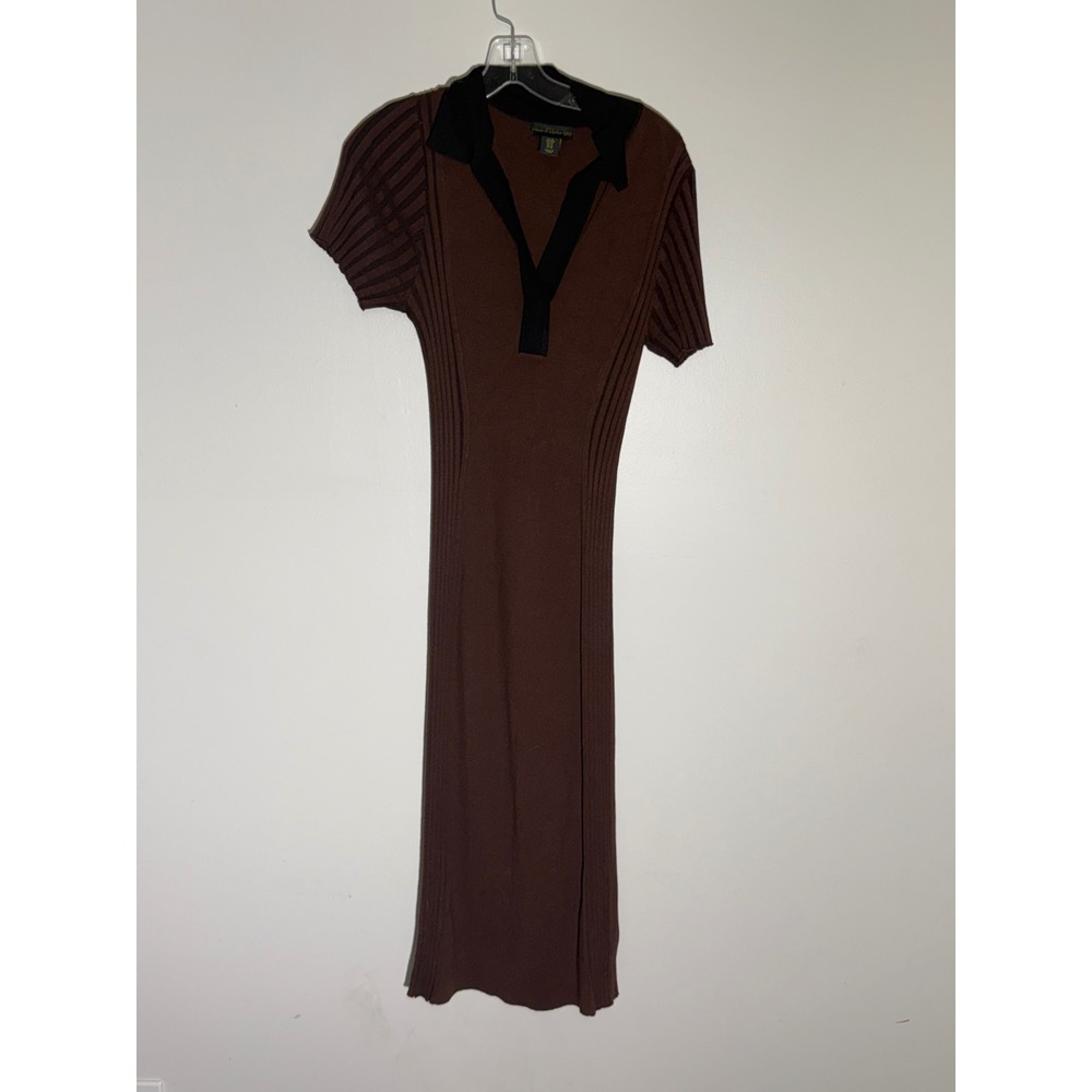 House of Harlow 1960 Ribbed Knit Polo Midi Dress Womens M Career Professional